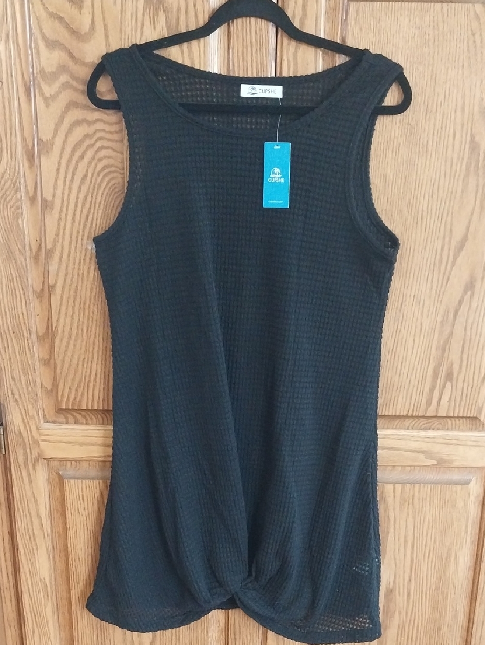 Cupshe NWT Women's Sleeveless Twisted Hem Mini Beach Cover-Up Size Large Black - Picture 11 of 14